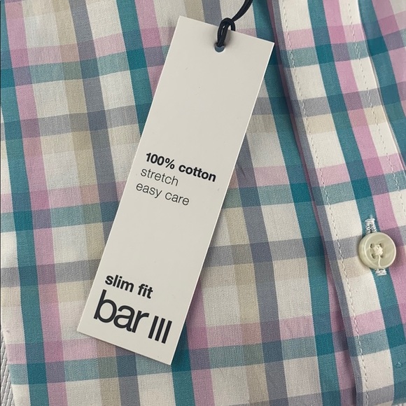 Bar III Slim Fit Stretch Multi Dress Shirt Mens - Picture 4 of 7